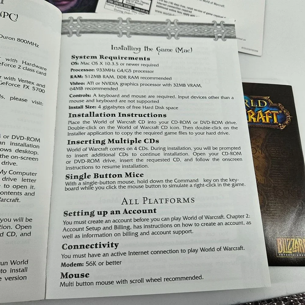 World of WarCraft WOW Video Game Fantasy PC CD Rom Mac Windows 98+ 2004